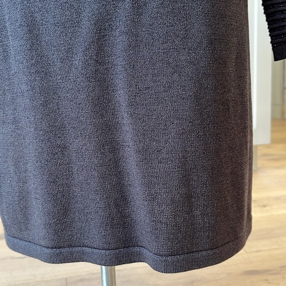 NWT Bebe black fitted knit sweater dress with rolled funnel neck and full lining - Picture 4 of 11